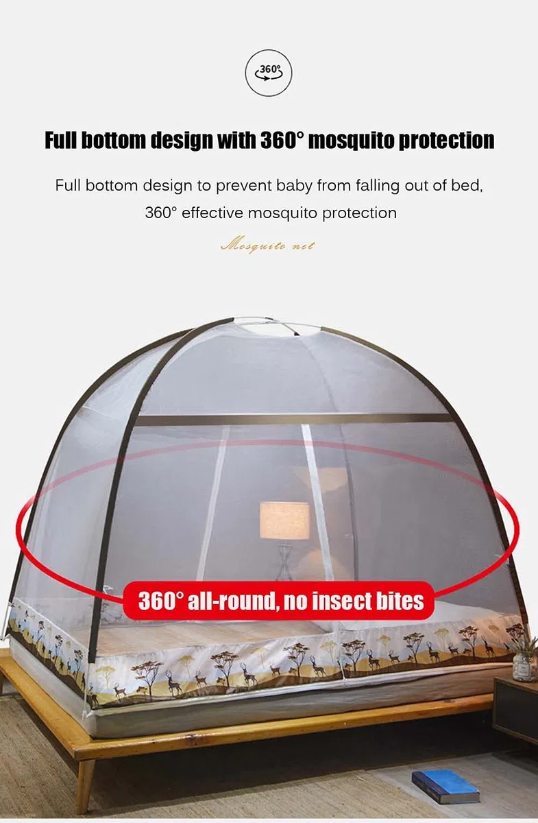 Moustiquaire Pop Up, Tente Portable Voyage Filet De Lit À Fermeture Éclair À Trois Portes, Installation Facile Et Maillage Fin, Parfait pour La Chambre À Coucher en Plein Air,3,120 * 20OCM
