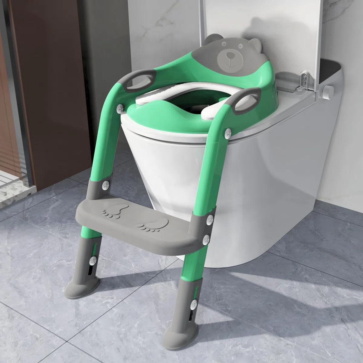 SKYROKU Siège d'apprentissage de la propreté avec marchepied, toilettes d'apprentissage de la propreté pour enfants, garçons, filles, tout-petits – Siège de pot confortable et sûr avec coussinets