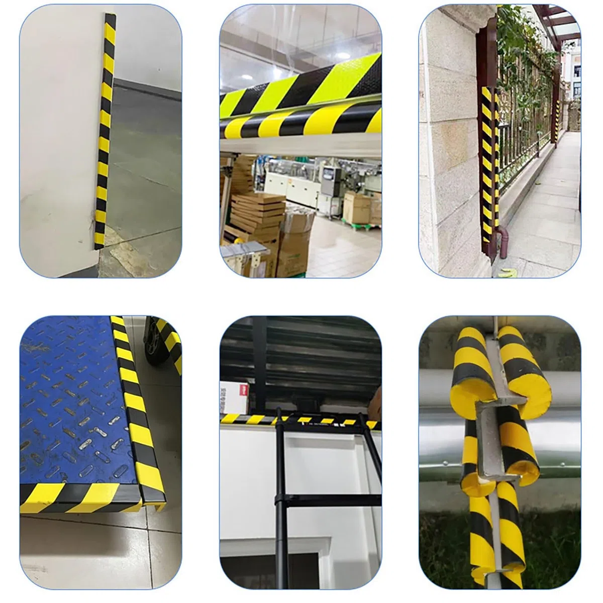 Protections d'angle en Mousse de 99 cm (39 Pouces), Autocollantes, pour Plus de sécurité, Rayures Noires et Jaunes Haute visibilité, Lot de 10, pour Murs, escaliers, garages et entrepôts.