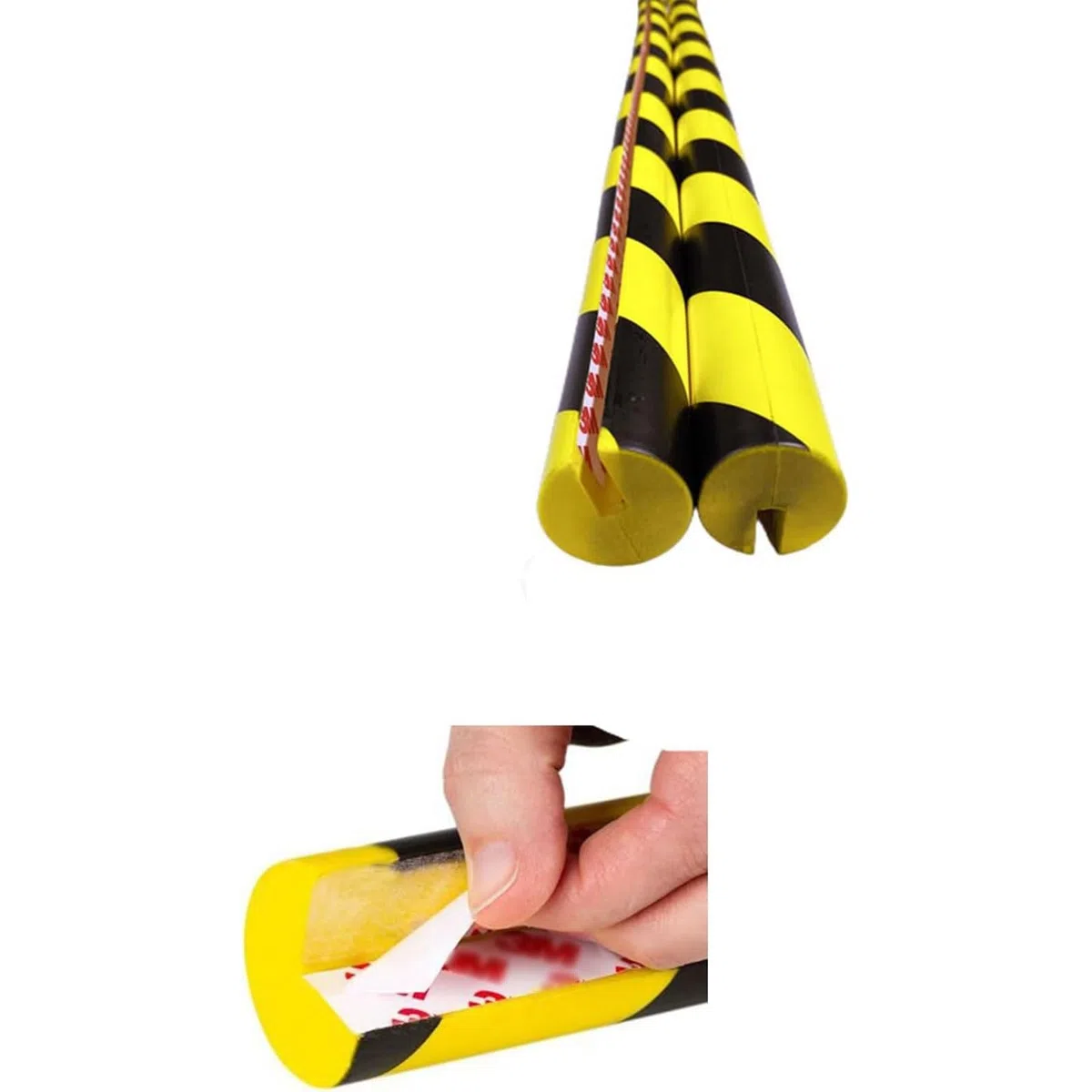 Protections d'angle en Mousse de 99 cm (39 Pouces), Autocollantes, pour Plus de sécurité, Rayures Noires et Jaunes Haute visibilité, Lot de 10, pour Murs, escaliers, garages et entrepôts.