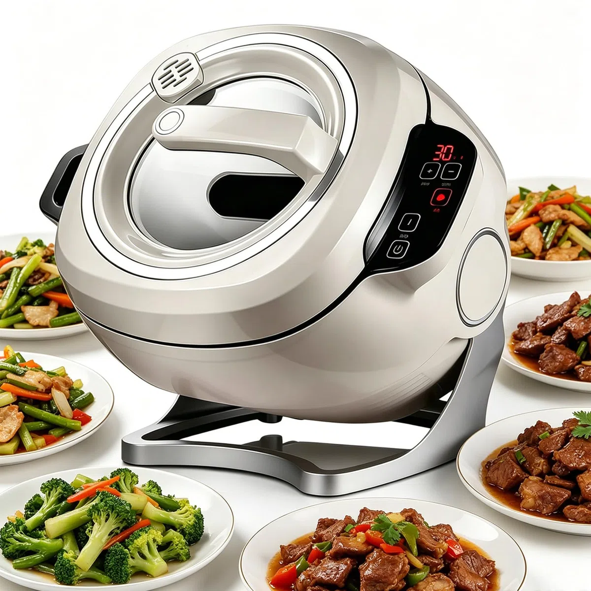 2026 New Robot Culinaire 6L 2000W, Machine de Cuisson Automatique Tout-en-Un : Induction, écran Tactile, Chauffe 3D. Démarrage Une Touche, sans fumée. pour familles Actives, Repas sains