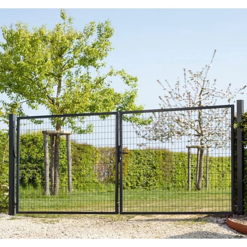 EASY CLOTURE Portail grillagé Acier galvanisé L 3m Gris Anthracite H 1m20 - Porte de Jardin - Clôture de Jardin avec Serrure et poignée
