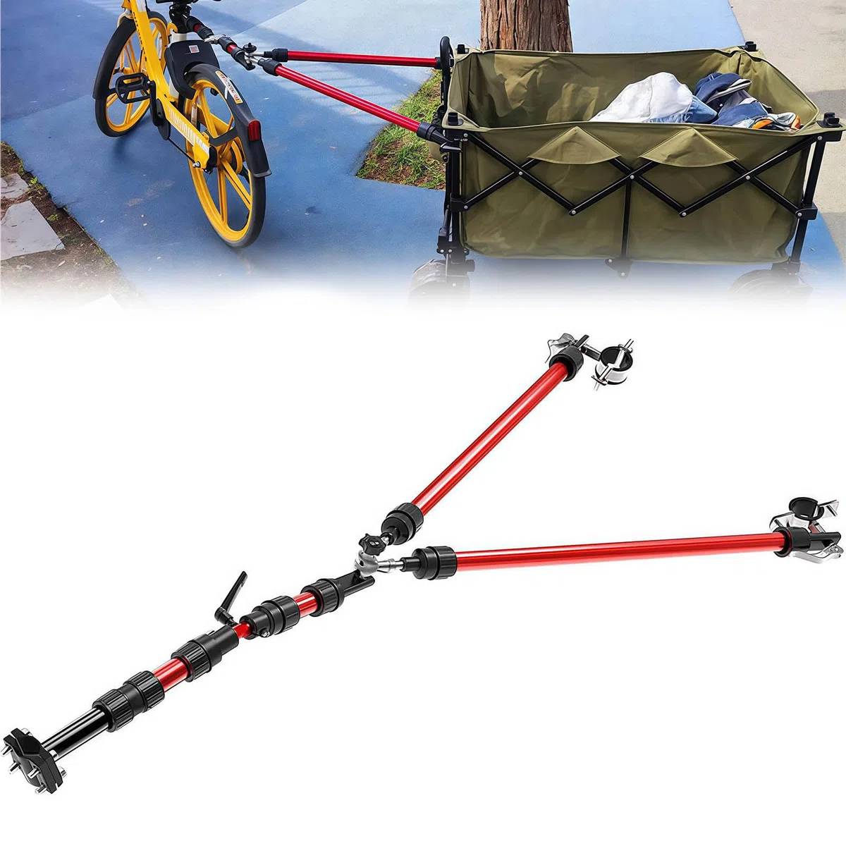 Attelage de remorque de vélo pour remorquage, barre de remorquage universelle pour vélo, vélo électrique, camping et randonnée