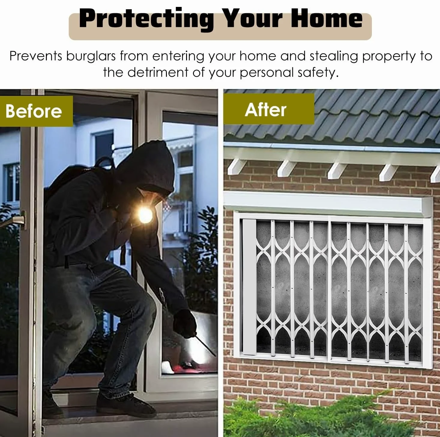 Protection de fenêtre extensible en aluminium – Grille de sécurité anti-chute pour balcons et appartements – Barres de sécurité durables pour une meilleure protection
