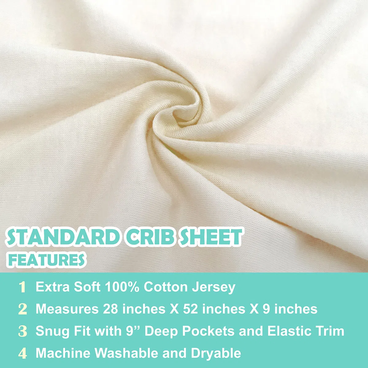American Baby Company Lot de 2 draps-Housses 100% Coton Naturel pour Berceau de 132,1 x 71,1 cm – Doux, Respirant, hypoallergénique et Doux pour Tout-Petits – Crème Neutre pour garçons et Filles