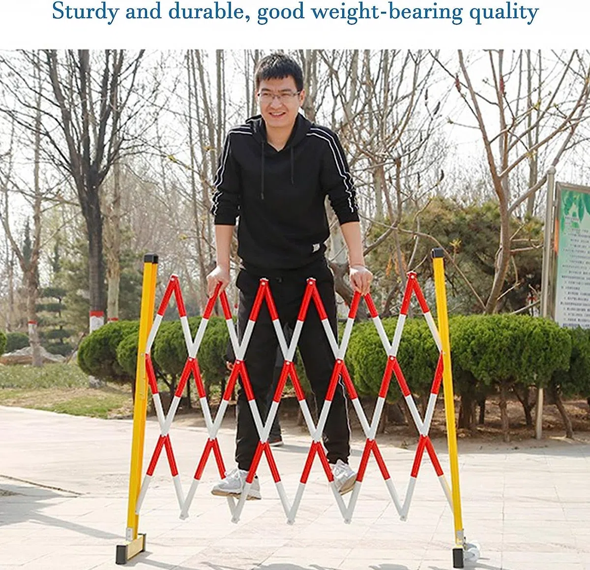 Barrière Portable, Barrière Pliante, Mobile Et Rétractable, avec roulettes, pour Chantier, pour Jardin d'enfants (Jaune 1,2 X 3 M)
