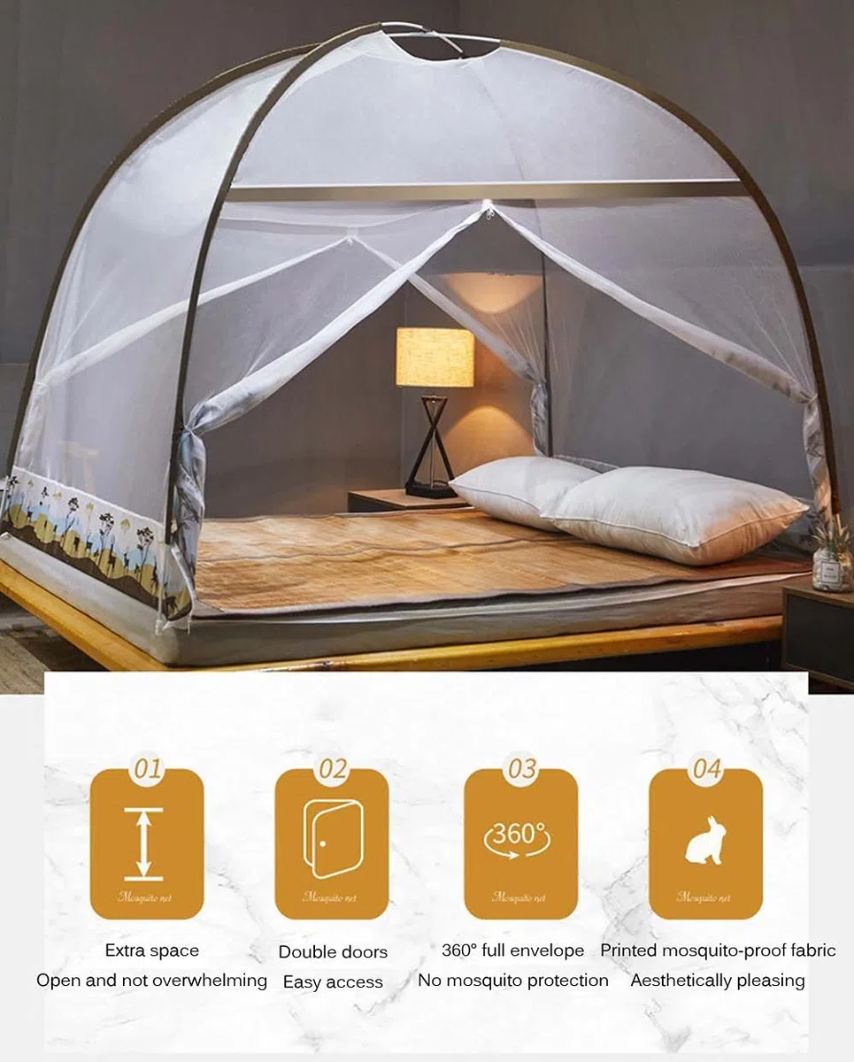 Moustiquaire Pop Up, Tente Portable Voyage Filet De Lit À Fermeture Éclair À Trois Portes, Installation Facile Et Maillage Fin, Parfait pour La Chambre À Coucher en Plein Air,3,120 * 20OCM