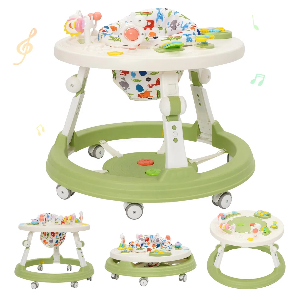 Trotteur5 en 1 pour Bébé,Pédale Musicale,Se Transforme en Table de Construction,Babywalker Réglable en Hauteur et Pliable,Convient aux Bébés âgés de 6 Mois et Plus qui Apprennent à Marcher
