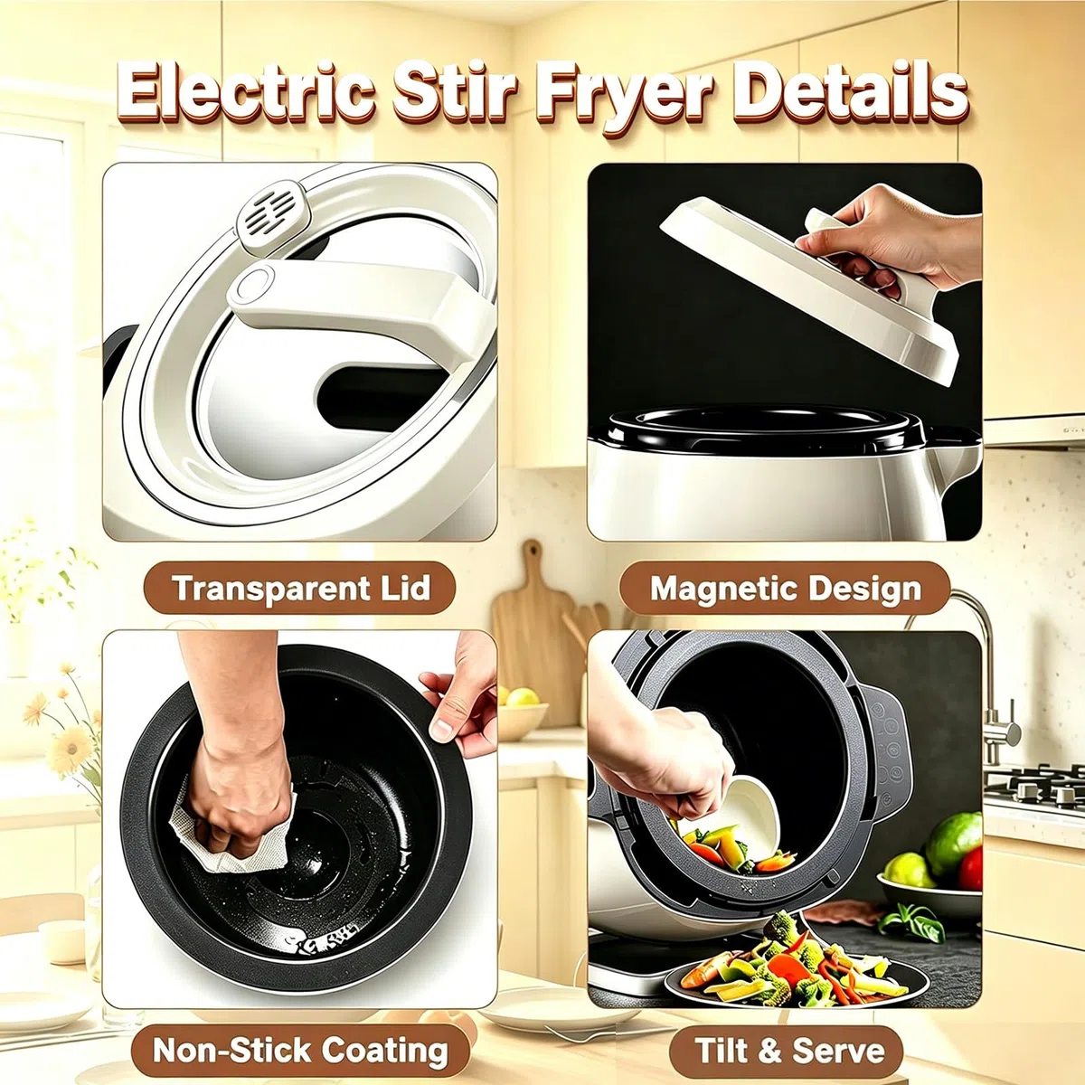 2026 New Robot Culinaire 6L 2000W, Machine de Cuisson Automatique Tout-en-Un : Induction, écran Tactile, Chauffe 3D. Démarrage Une Touche, sans fumée. pour familles Actives, Repas sains