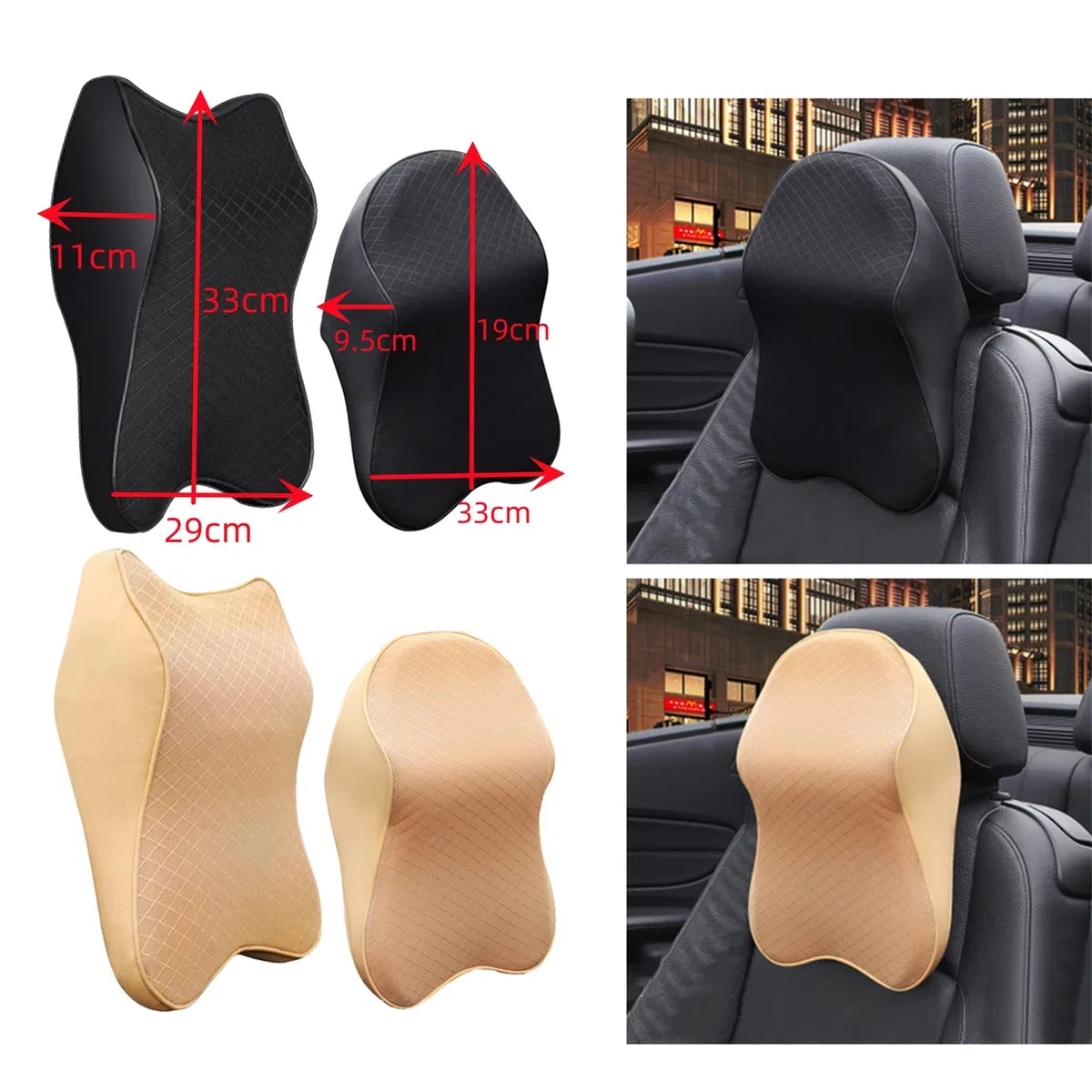 Oreiller d'appui-tête de Soutien de Cou de Voiture, Coussin de Soutien de tête de siège de Voiture en Mousse à mémoire de Forme, oreillers de Cou de Voiture Doux pour la Conduite d'une Chaise de bur