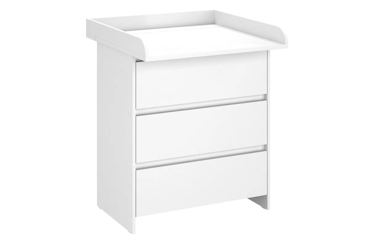 Commode Shefa Kids 820 Blanc – Table à Langer avec 3 tiroirs & Commode Chambre Enfant, Ensemble complet pour Chambre bébé avec Plan à Langer rabattable, Station de Change ergonomique