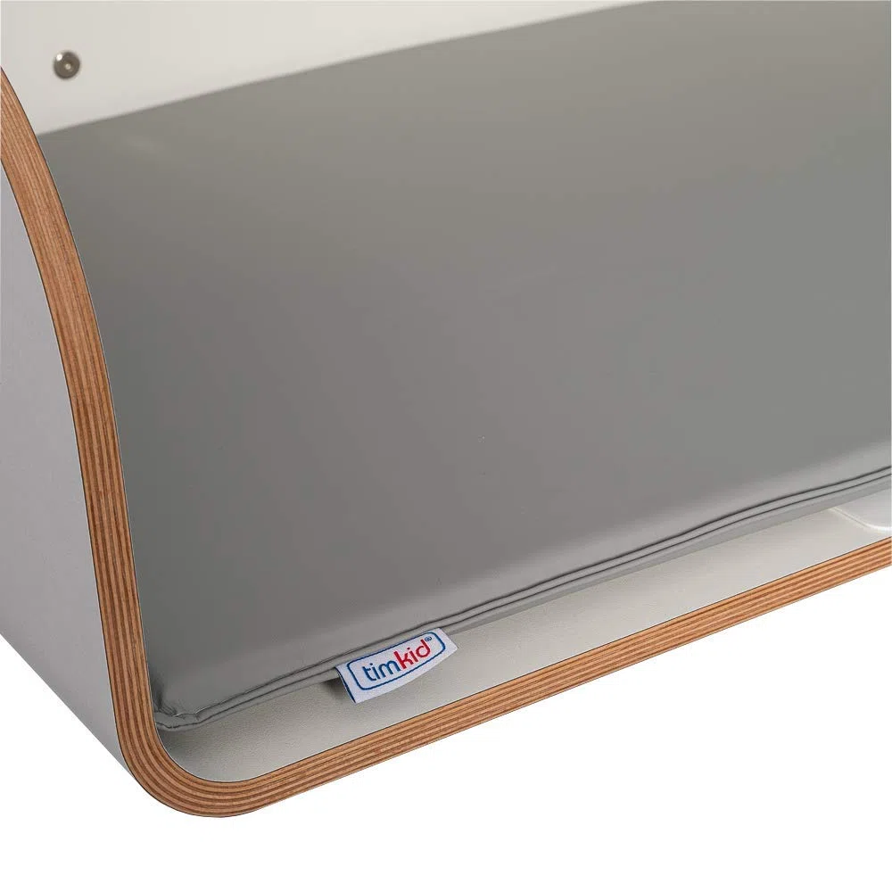 KAWAQ White | Table à langer Timkid | Certifié TÜV | Table à langer murale pliable et peu encombrant | Avec matelas à langer gris | Idéal pour le public et privé | Fabriqué en Allemagne