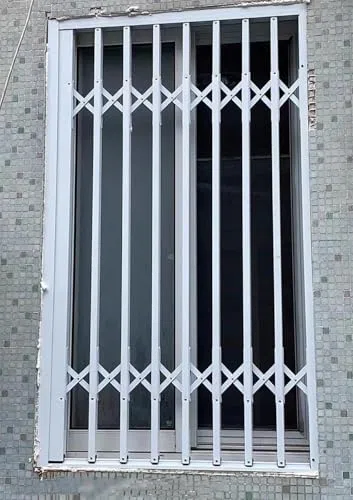 Garde-fenêtre antivol réglable pour enfants et animaux domestiques, barres de sécurité pliables en aluminium (50,8 x 109,2 cm) – Empêche les chutes accidentelles, solution sûre pour la maison.