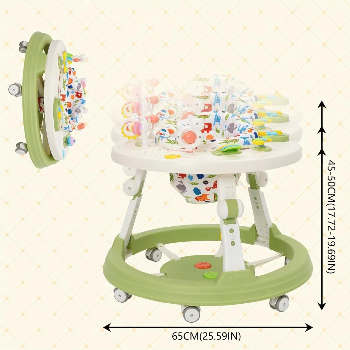 Trotteur5 en 1 pour Bébé,Pédale Musicale,Se Transforme en Table de Construction,Babywalker Réglable en Hauteur et Pliable,Convient aux Bébés âgés de 6 Mois et Plus qui Apprennent à Marcher
