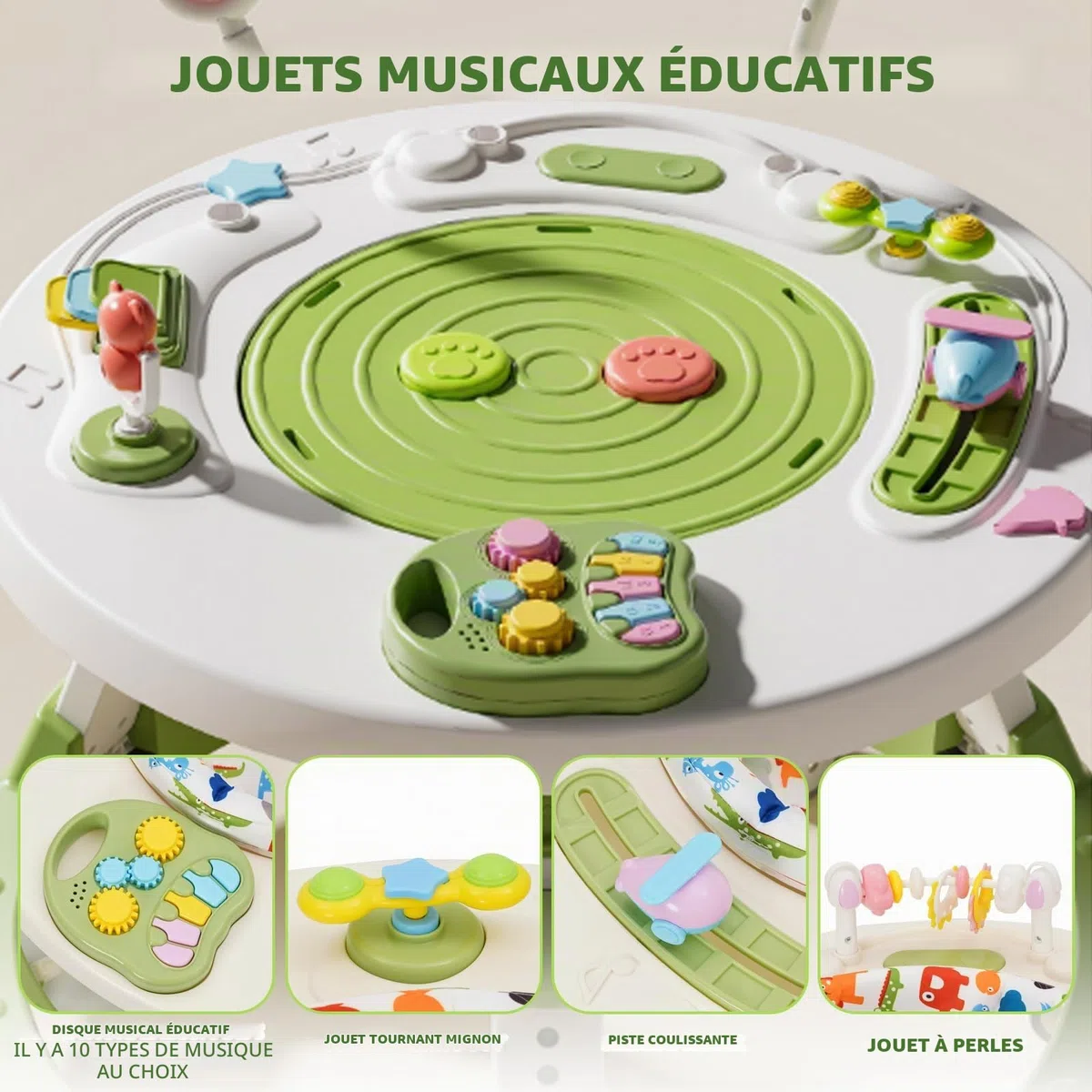 Trotteur5 en 1 pour Bébé,Pédale Musicale,Se Transforme en Table de Construction,Babywalker Réglable en Hauteur et Pliable,Convient aux Bébés âgés de 6 Mois et Plus qui Apprennent à Marcher