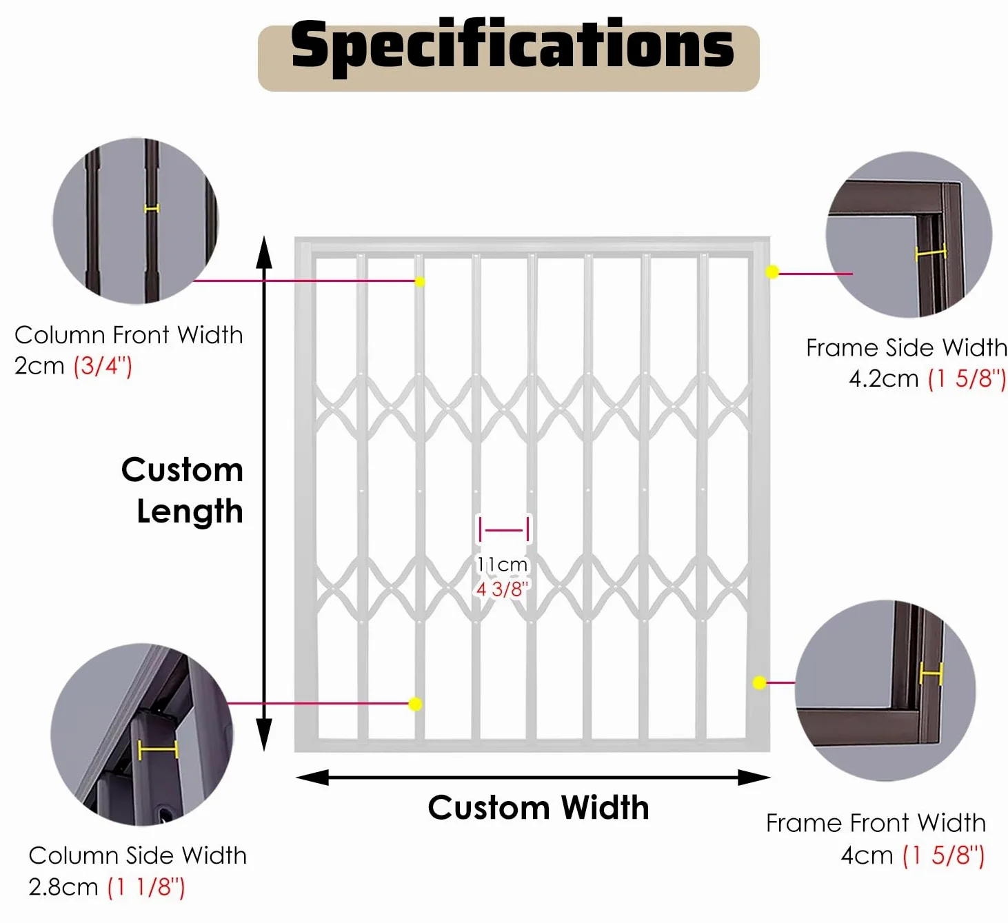 Protection de fenêtre extensible en aluminium – Grille de sécurité anti-chute pour balcons et appartements – Barres de sécurité durables pour une meilleure protection